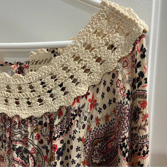 NWT Babydoll Clip Dot Crinkle Gauze Crochet Neck Top, Size 1 (14/16) - Picture 6 of 10